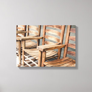 Rustic Wooden Rocking Chairs Canvas Print