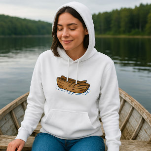 Rustic Wooden Rowboat on Water Hoodie