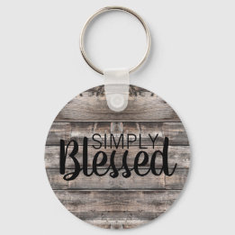 rustic wooden + SIMPLY BLESSED | Keychain