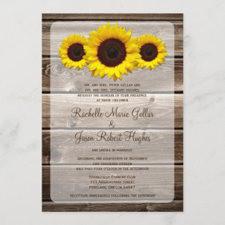 Rustic Wooden Sunflower  Wedding Invitation 1.0