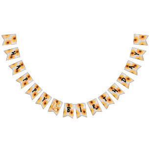 Rustic Wooden Textured Fall Birthday Bunting Flags