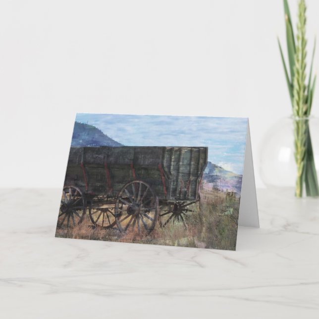 Rustic Wooden Wagon Blank Card (Front)