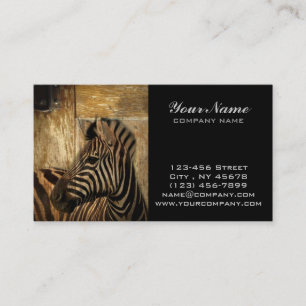 rustic woodgrain Africa safari animal zebra Business Card