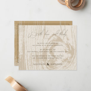 Rustic Woodgrain Autumn Fall Wedding Thank You Note Card