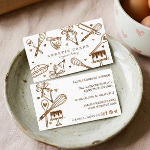 Rustic Woodgrain Baking Utensils Pastry Bakery Business Card