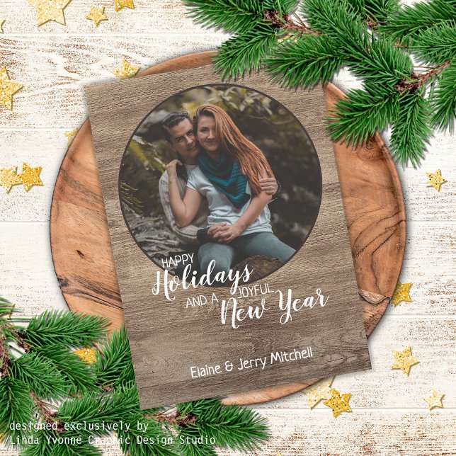 Rustic Woodgrain Pattern Seasonal Holiday Greeting (Creator Uploaded)