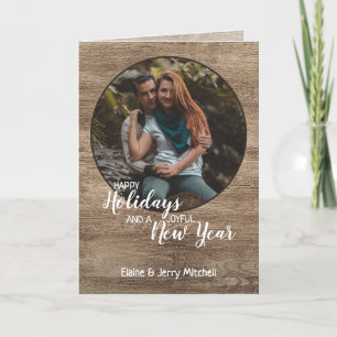 Rustic Woodgrain Pattern Seasonal Holiday Greeting Card