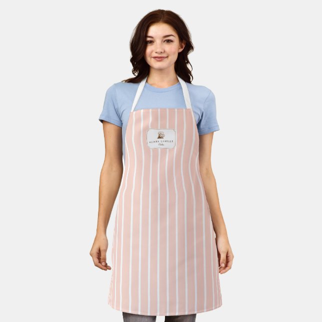 Rustic Woodgrain Style Bakery Stand Mixer Stripe Apron (Worn)