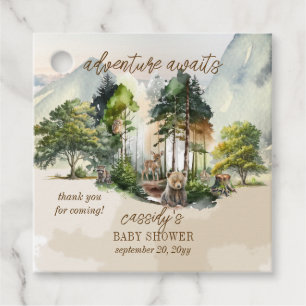 Rustic Woodland Adventure Awaits Boy Baby Shower Favour Tags