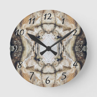 Rustic Woodland All Natural Tree Bark Theme Round Clock