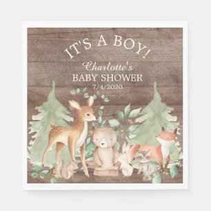 Rustic Woodland Animal Baby Shower Paper Napkins