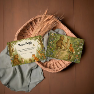 Rustic Woodland Animal Diaper Raffle Enclosure Card