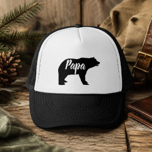 rustic woodland animal papa bear trucker hat
