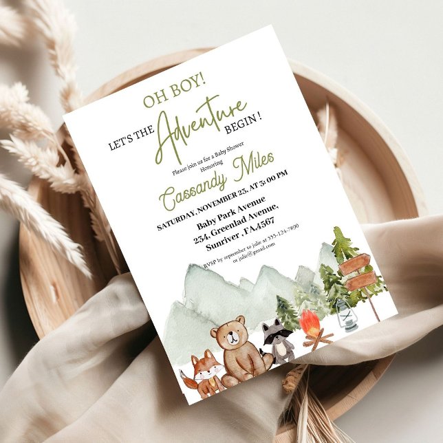 Rustic Woodland Animals Adventure Baby Shower Invitation (Creator Uploaded)