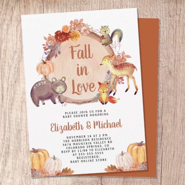 Rustic Woodland Animals Autumn Baby Shower Invitation (Celebrate the upcoming arrival of your sweet little autumn baby with a cute baby shower invitation
)