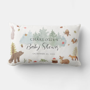 Rustic Woodland Animals Autumn Baby Shower Lumbar Pillow