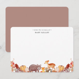 Rustic Woodland Animals Baby Personalized Flat Card