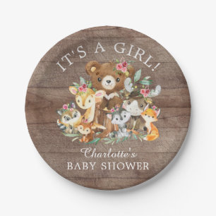 Rustic Woodland Animals Baby Shower 7" Plate
