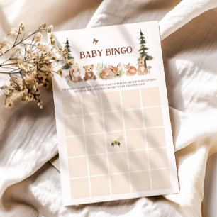 Rustic Woodland Animals Baby Shower Bingo Game