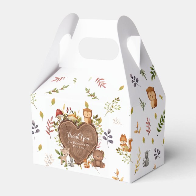 rustic Woodland Animals Baby Shower  Favor Box (Front Side)