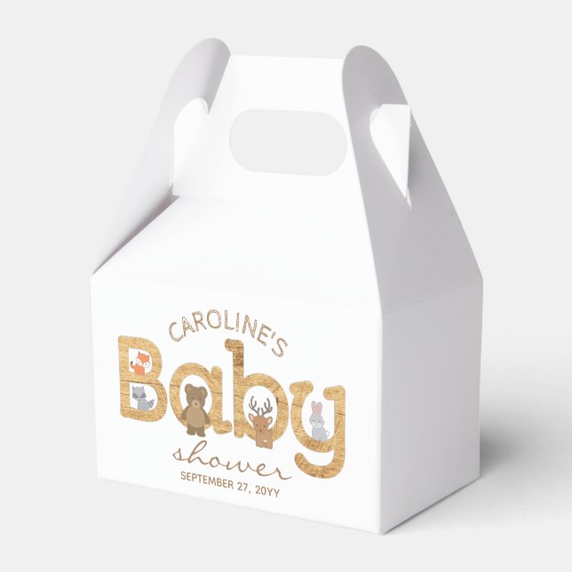 Rustic Woodland Animals Baby Shower Favor Box (Front Side)
