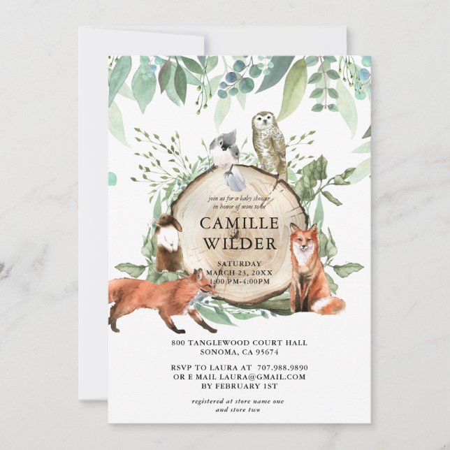 Rustic Woodland Animals Baby Shower  Invitation (Front)