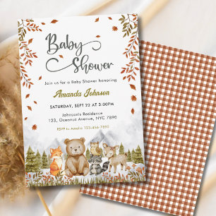 Rustic Woodland Animals Baby Shower Invitation