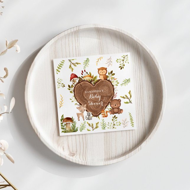 rustic Woodland Animals Baby Shower Napkin (Creator Uploaded)