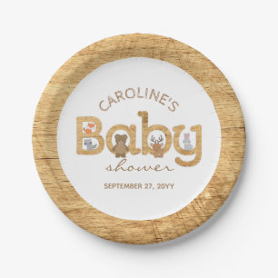 Rustic Woodland Animals Baby Shower Paper Plate