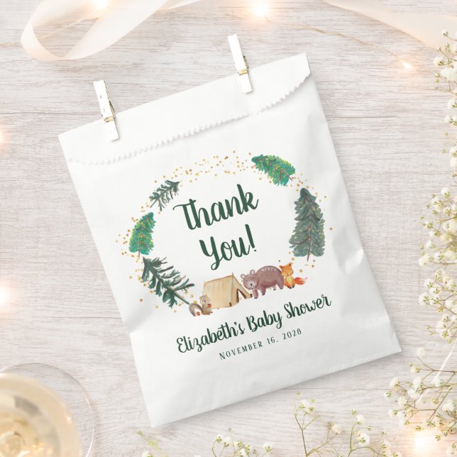 Rustic Woodland Animals Baby Shower Thank You Favour Bag (Clipped)