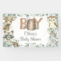 Rustic Woodland Animals Boy Baby Shower Backdrop