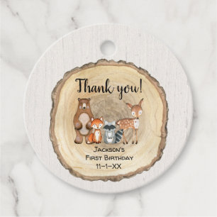 Rustic woodland animals forest friends birthday favour tags