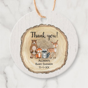 Rustic woodland animals gender neutral baby shower favour tags