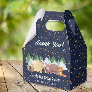 Rustic Woodland Animals Night Camping Baby Shower Favor Box