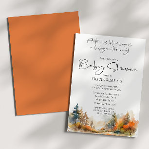 Rustic Woodland Autumn Forest Baby Shower Invitation
