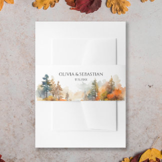 Rustic Woodland Autumn Forest Wedding Invitation Belly Band