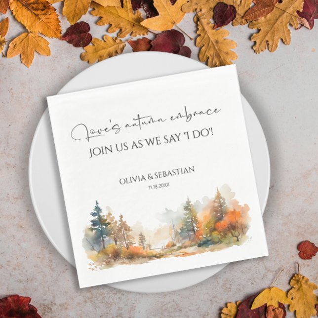 Rustic Woodland Autumn Forest Wedding Napkin (Creator Uploaded)