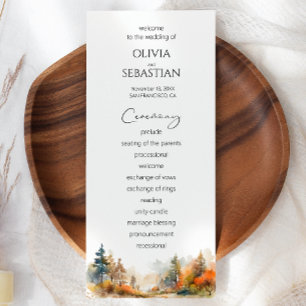 Rustic Woodland Autumn Forest Wedding Program