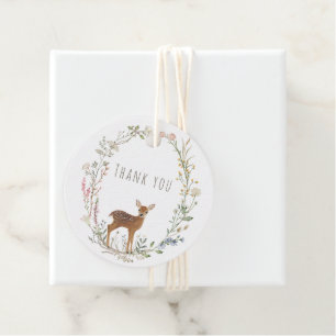 Rustic Woodland Baby Deer Watercolor Baby Shower Favour Tags