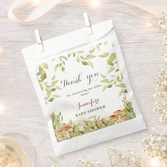 Rustic Woodland Baby Shower Greenery Thank You Favour Bag (Clipped)