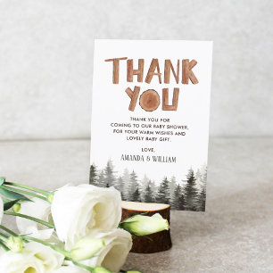 Rustic Woodland Baby Shower Thank You  Card