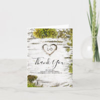 Rustic Woodland Birch Heart Wedding Thank You