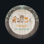 Rustic Woodland Birthday Forest Animal Baby Shower Paper Plate<br><div class="desc">Super cute woodland themed paper plate featuring adorable illustration of forest animals: deer, chipmunk, bear, fox & rabbit</div>