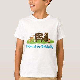 Rustic Woodland Birthday Party Animals Brother T-Shirt