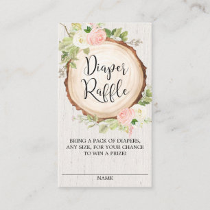 Rustic woodland blush pink floral diaper raffle enclosure card