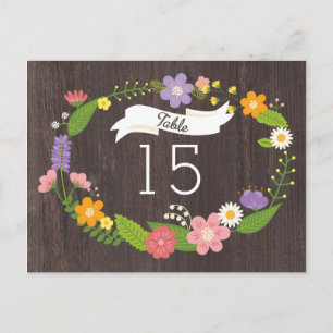 Rustic Woodland Bohemian Floral Wreath Wedding Postcard