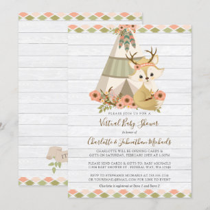 Rustic Woodland Boho Virtual Baby Shower Invitation