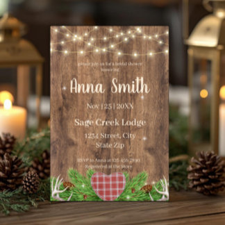 Rustic Woodland Bridal Shower Invitation | Plaid