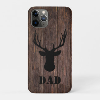 Rustic Woodland Buck Wood Pattern Dad iPhone 11 Pro Case
