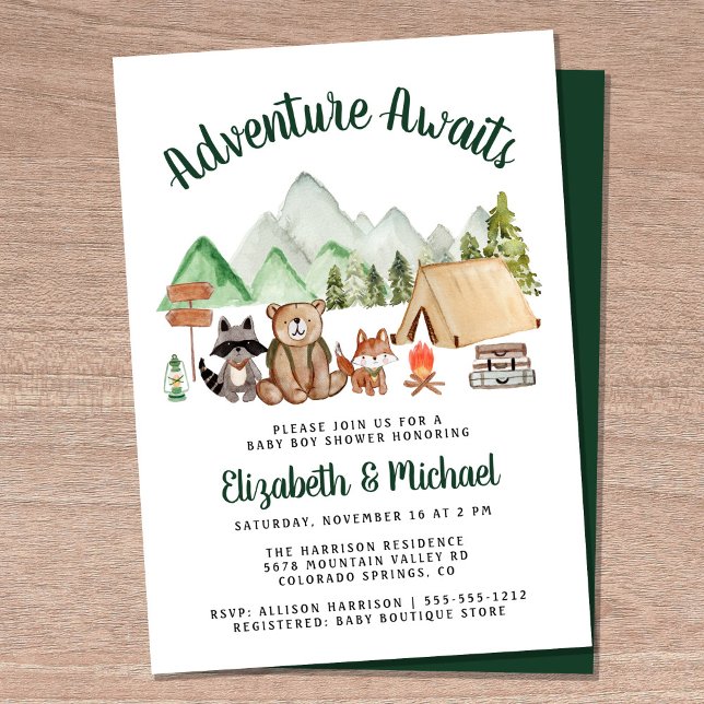 Rustic Woodland Camping Couples Baby Shower Invitation (Creator Uploaded)